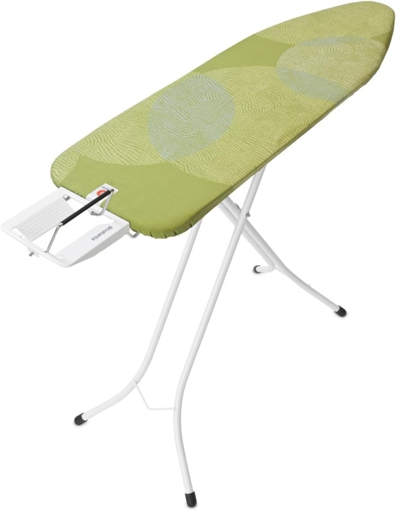 Brabantia - Bügelbrett B - Für Dampfbügeleisen - Kompakt & Faltbar - Höhenverstellbar - rutschfeste Füße - Perfekt Angepasster Baumwollbezug - Kinder- & Transportsicherung - Calm Rustle - 124x38 cm Bild 1