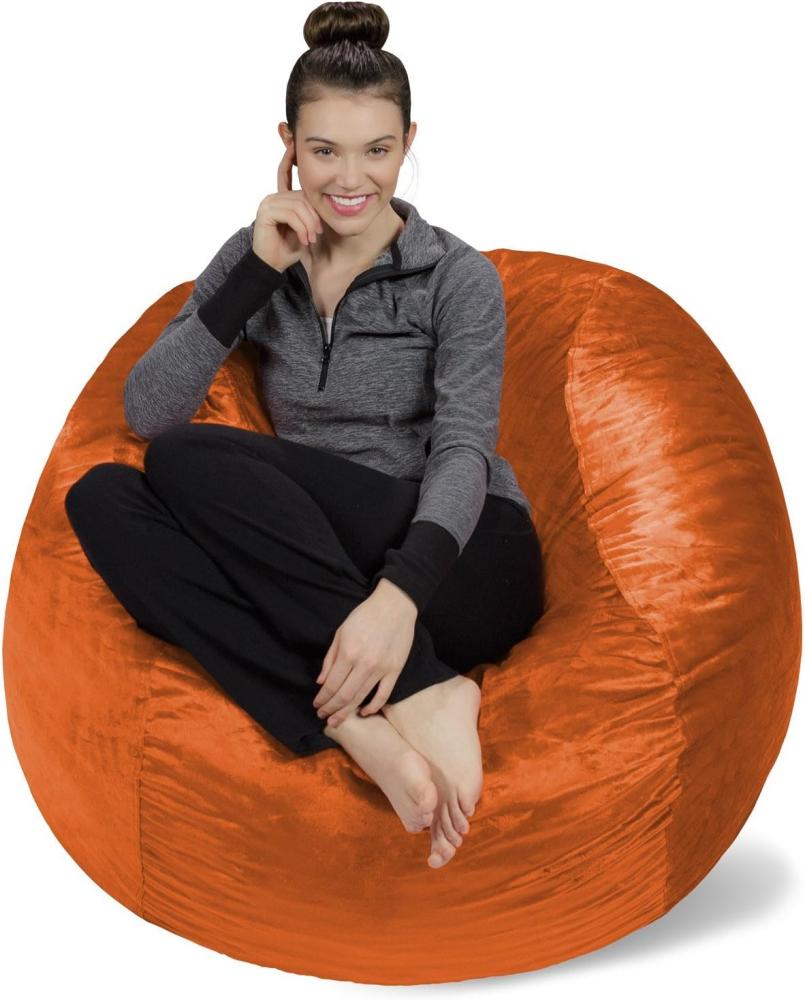 SOFA SACK XL-Das neue Komforterlebnis Hergestellt in Europa-Sitzsack mit Memory Schaumstoff Füllung-Perfekt zum Relaxen im Wohnzimmer oder Kinderzimmer-Samtig weicher Velour Bezug in Orange Bild 1