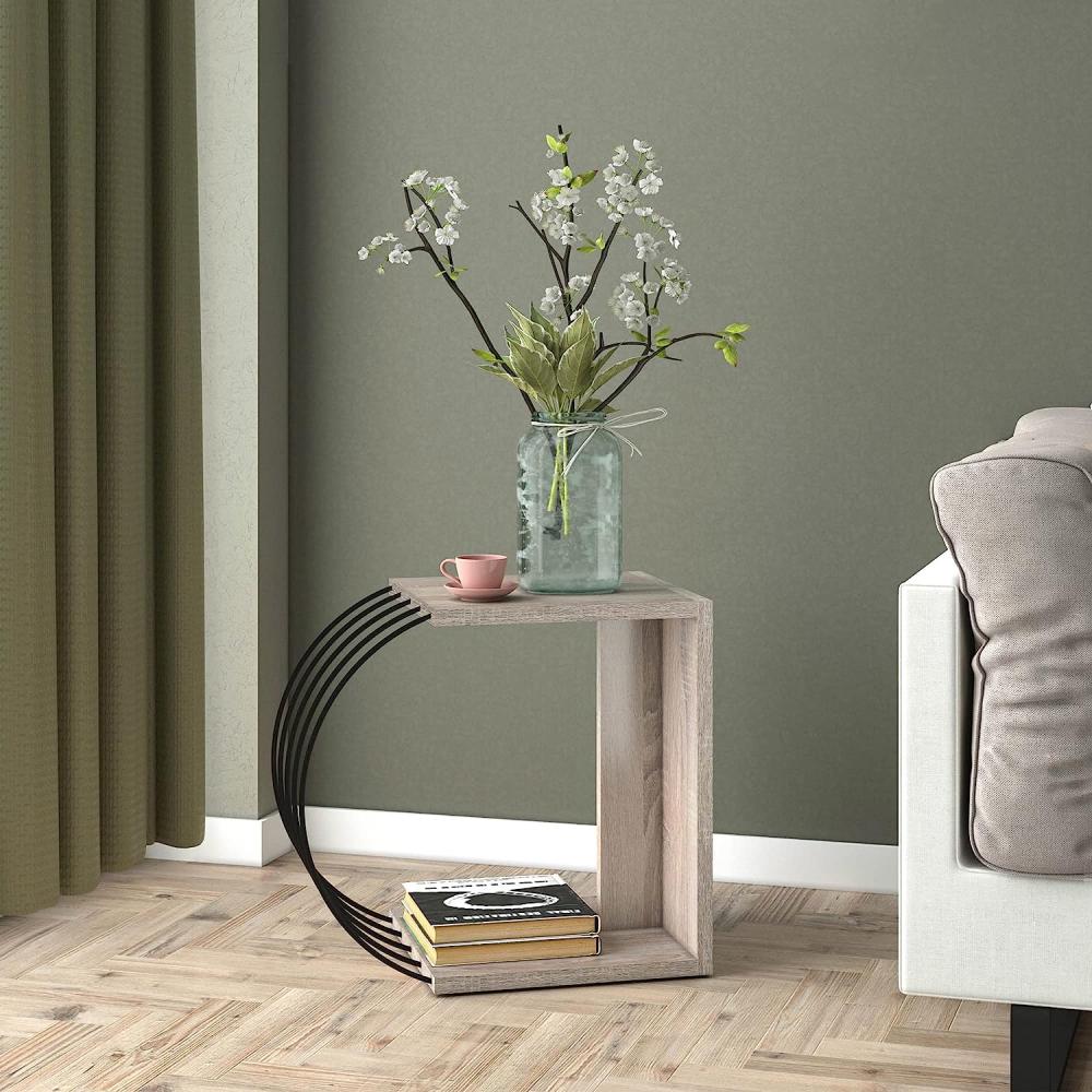 Beistelltisch Vefsn 46 x 30 x 42 cm Eiche / Schwarz [en. casa] Bild 1