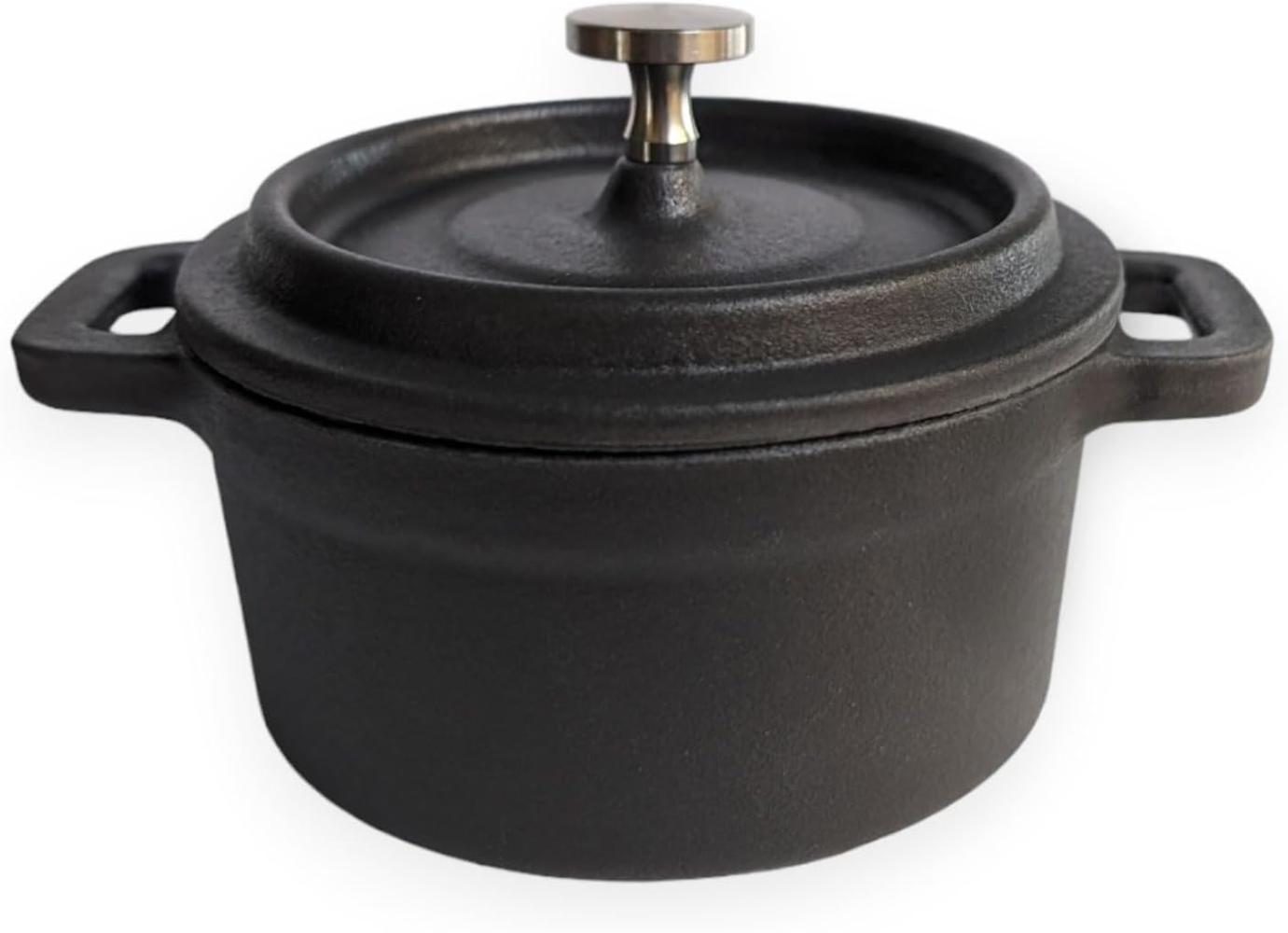 osoltus Mini Cocotte Bratentopf klein - Gusseisen ofenfest 10cm dunkelgrau Bild 1