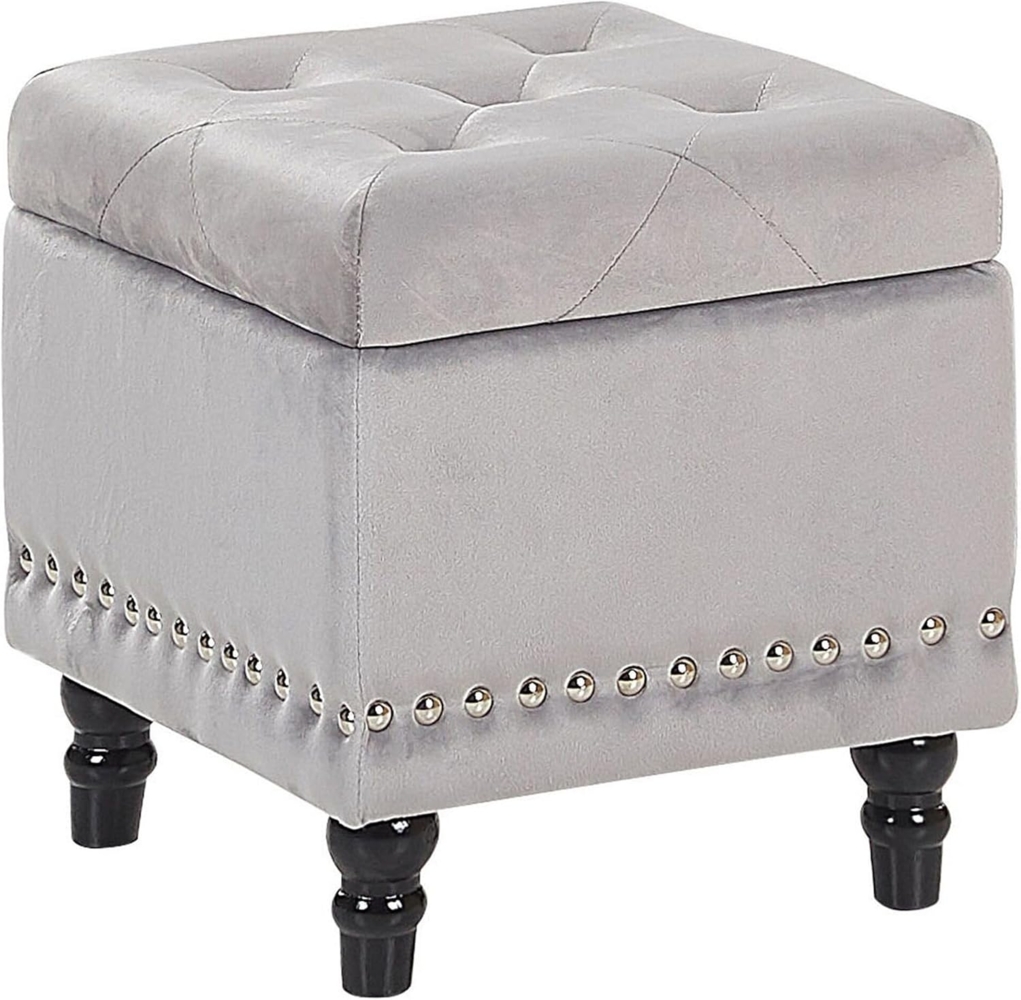 Pouf Samtstoff mit Stauraum hellgrau LORETTO Bild 1