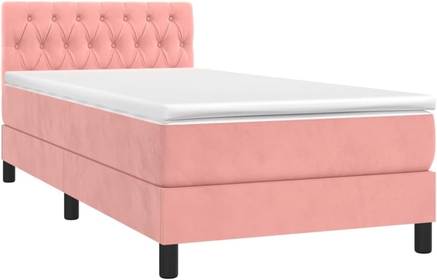 vidaXL Boxspringbett mit Matratze & LED Rosa 90x200 cm Samt 3134566 Bild 1