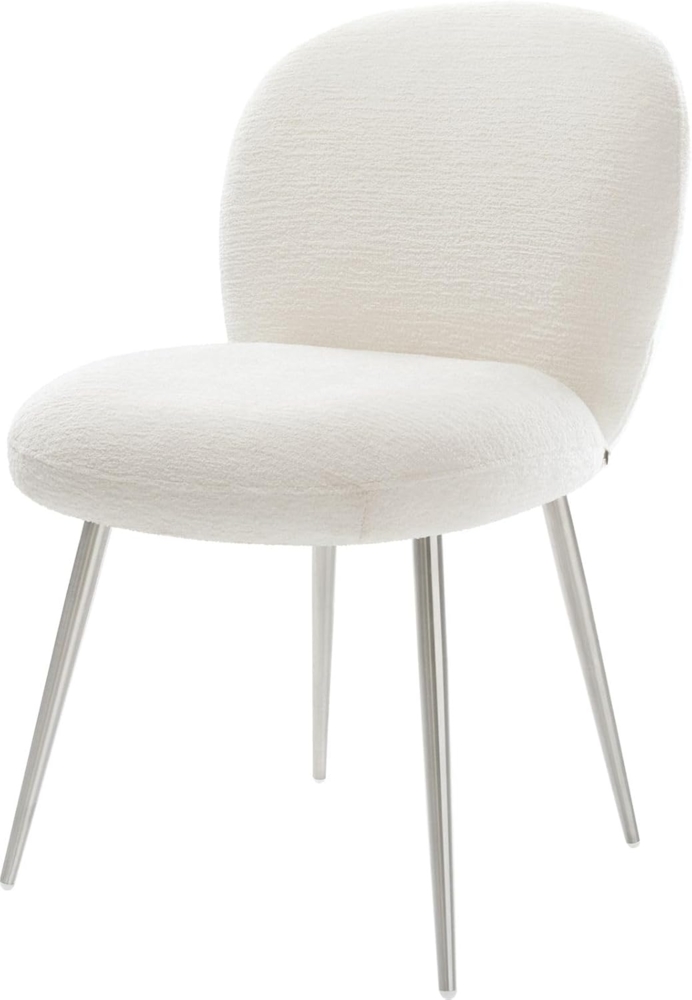 Esszimmerstuhl Nube-Flex Bouclé Soft Beige 4-Fuß konisch Edelstahl Taschenfederkern Bild 1