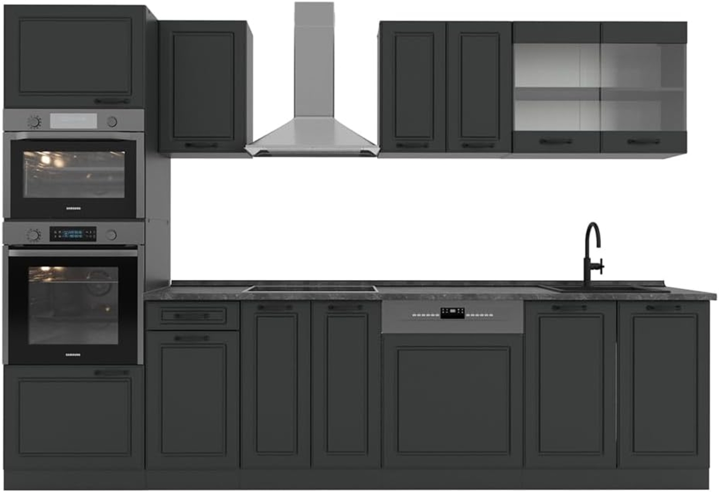 Vicco Küchenzeile R-Line, Anthrazit Landhaus/Anthrazit, 300 cm mit Hochschrank, AP An... Bild 1