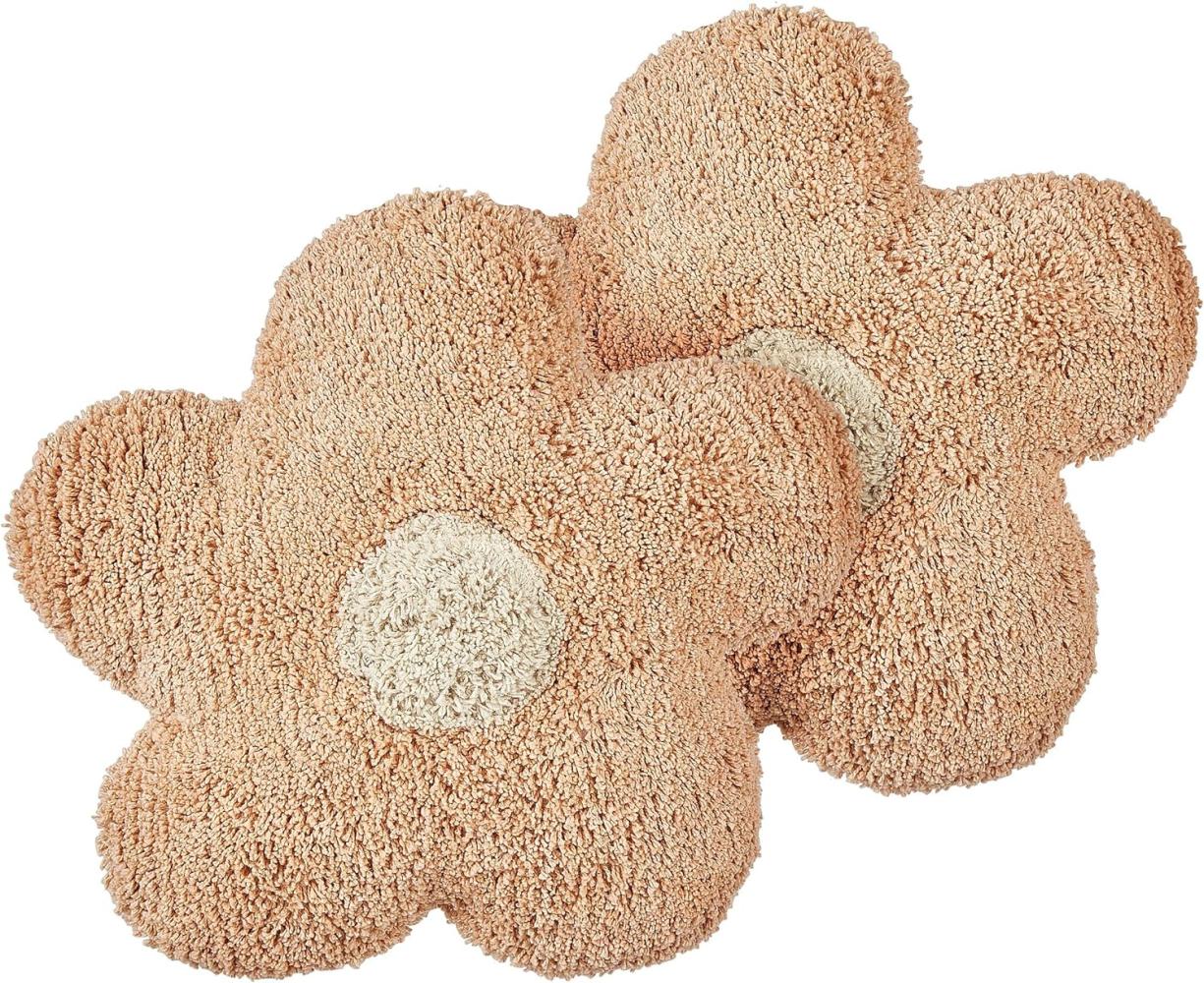 Kissen 2er Set SORREL Baumwolle 30 x 30 cm Blumenmuster Pfirsichrosa Bild 1