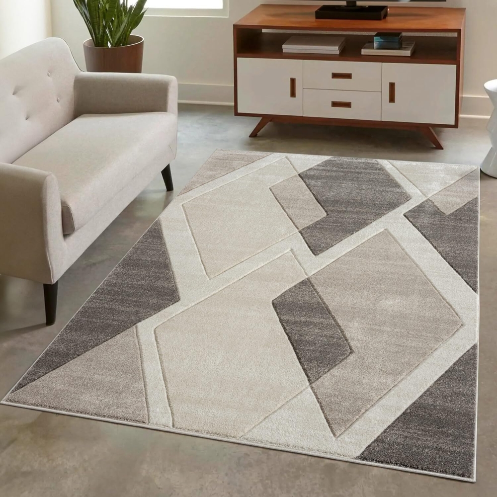 Carpet City Teppich BONITO7167, rechteckig, Höhe: 11 mm, Flachflor, Hochtief-Muster/ 3D-Effekt, Geo-Muster, für Wohnzimmer Bild 1