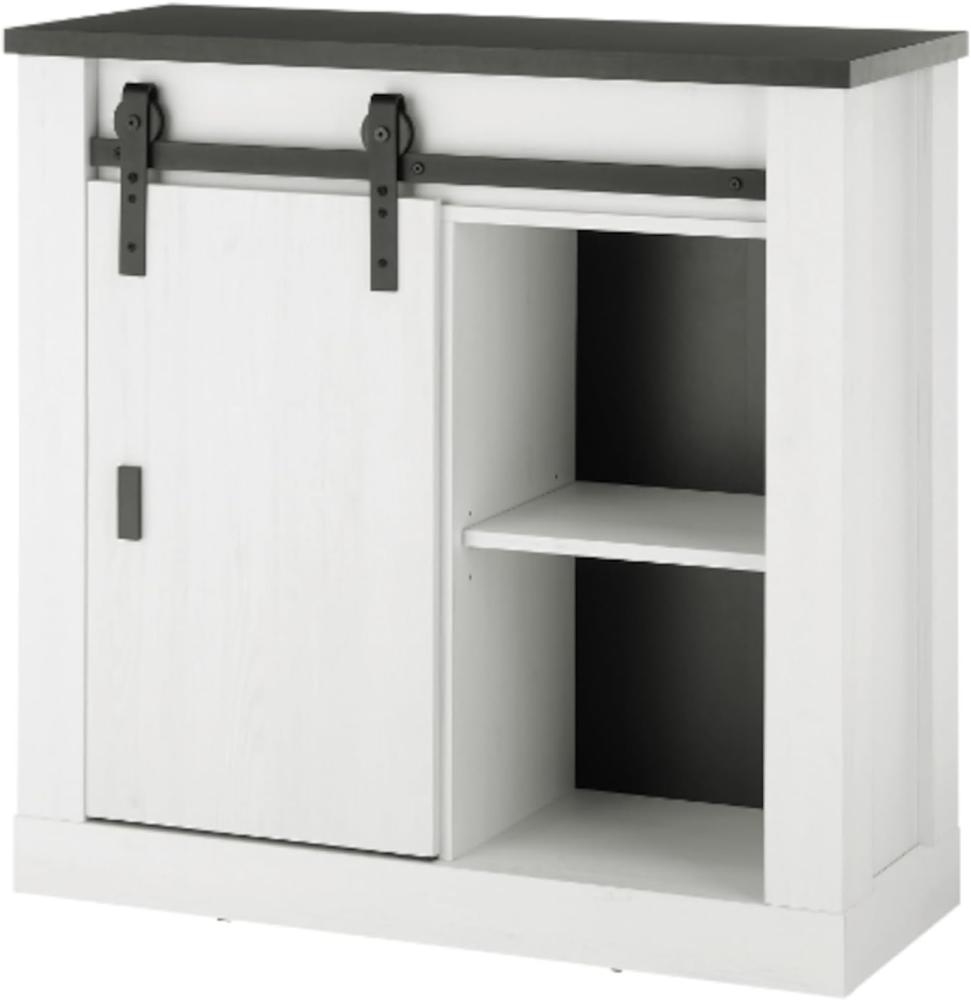 Aktenschrank Stove in weiß Pinie und anthrazit Landhaus 93 x 91 cm Bild 1