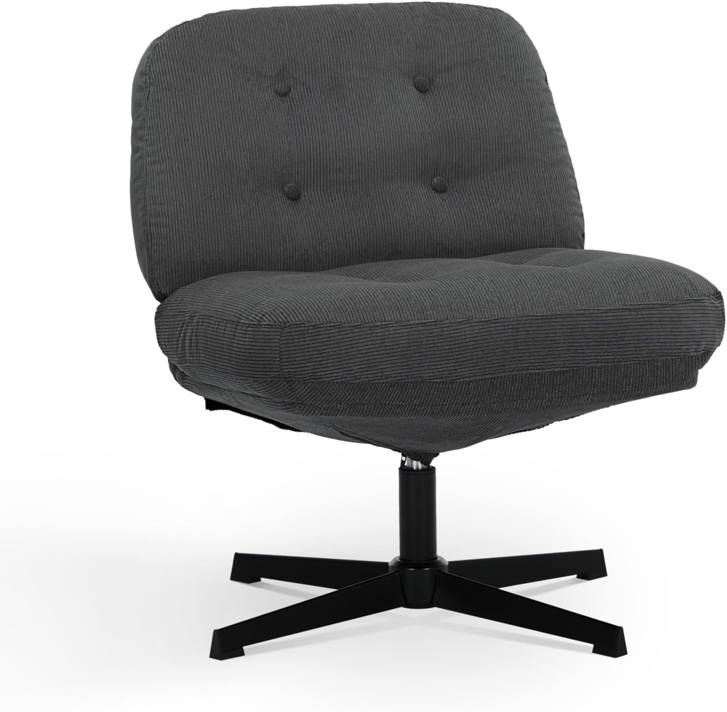 COLAMY Ergonomischer Bürostuhl Ohne Rollen, Schneidersitz Stuhl, Criss Cross Chair, 360° Drehbar Lehnstühle Lounge, Schminktisch Stuhl für Home Office, DunkelGrau Bild 1