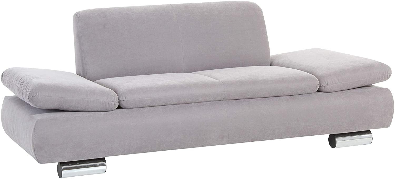 Terrence Sofa 2-Sitzer Veloursstoff Silber Metallfüße verchromt Bild 1