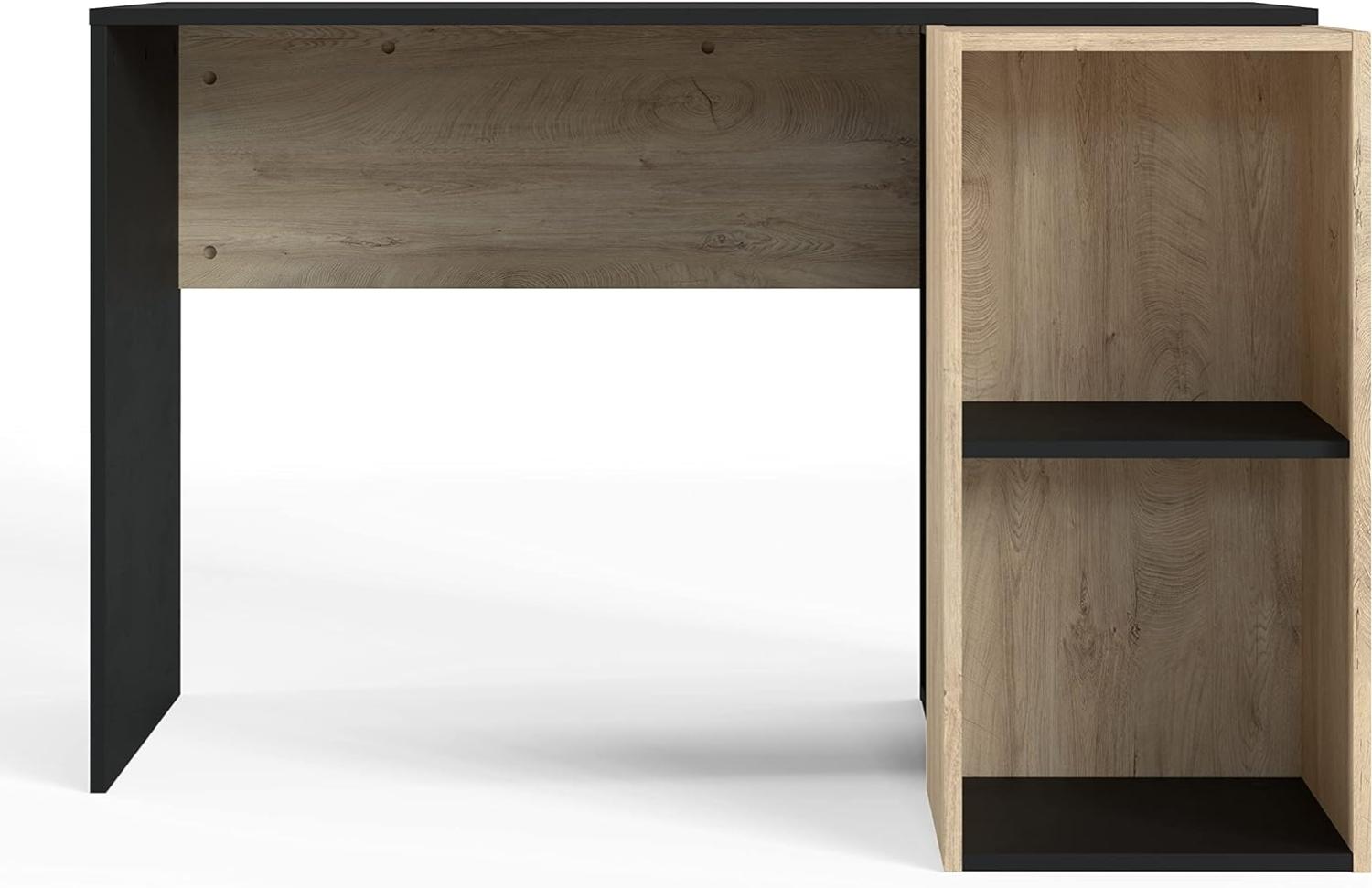 Amazon-Marke Movian Lodi Eckschreibtisch mit Regalfächern, 120 x 90 x 77 cm, Eiche, Schwarz Bild 1