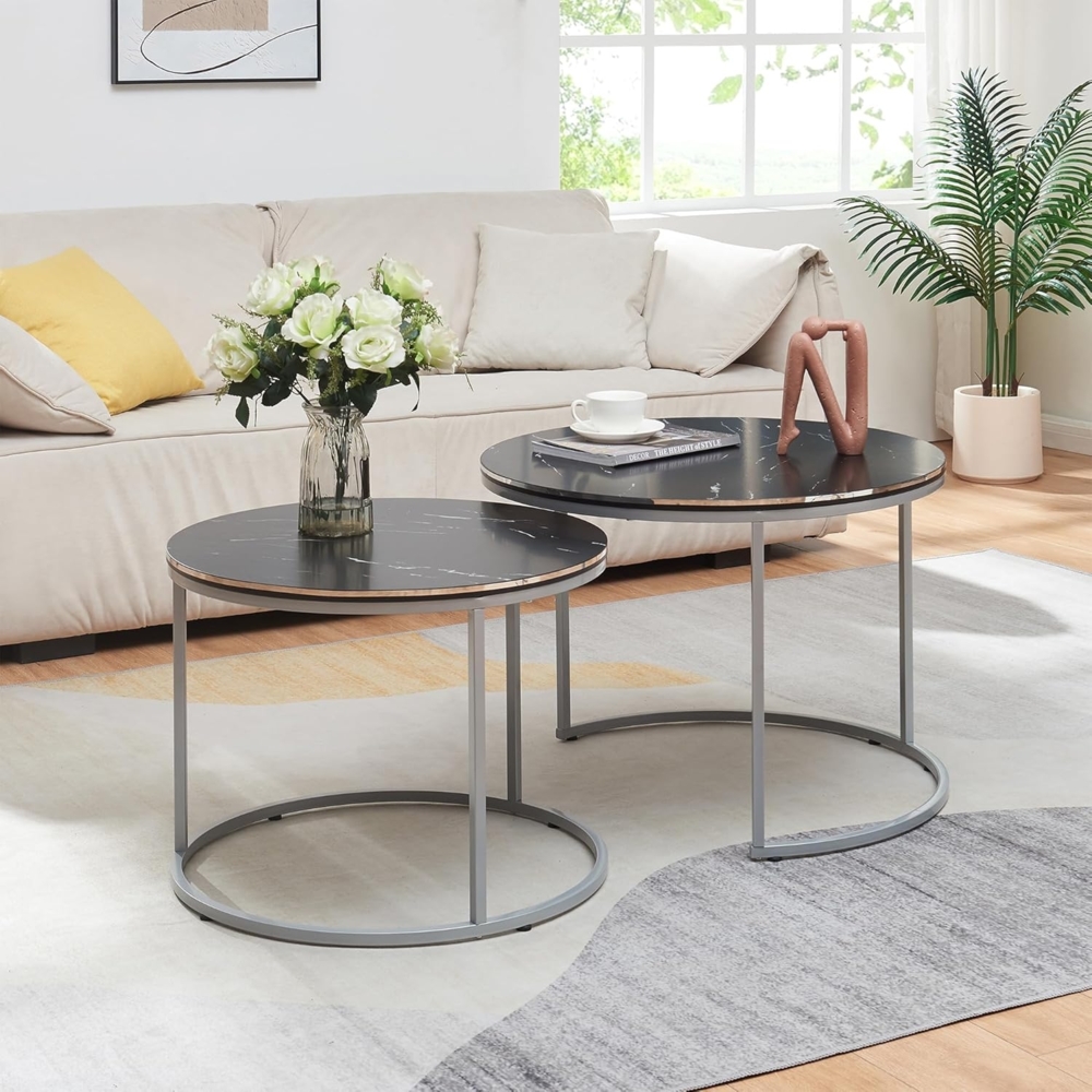 Couchtischset Skagen im 2er Set Marmor, schwarz / Silber [en. casa] Bild 1