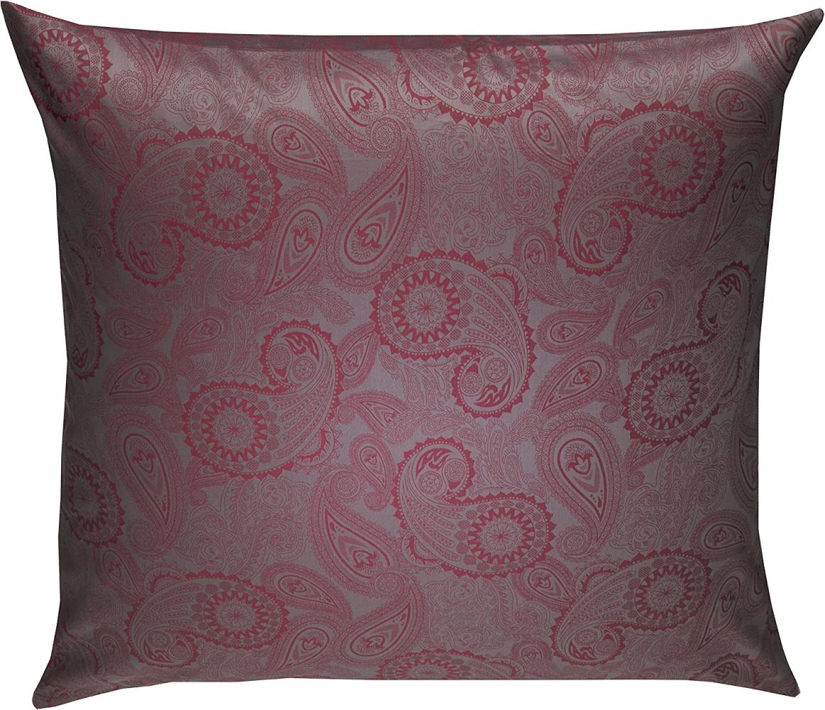 Bettwaesche-mit-Stil Mako-Satin Damast Paisley Bettwäsche "Davos" rot - grau Kissenbezug 40x40 cm Bild 1