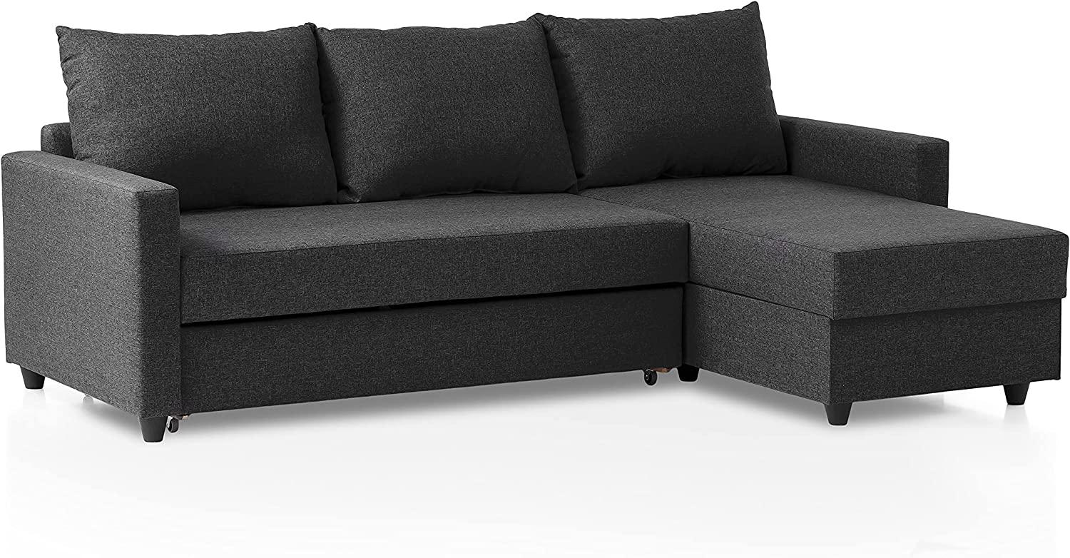 Traumnacht Schlafsofa Belfort, Ecksofa, Sofagarnitur in L-Form mit Schlaffunktion und Stauraum in der Ottomane, produziert nach deutschem Qualitätsstandard, anthrazit, 227x153x66 cm Bild 1