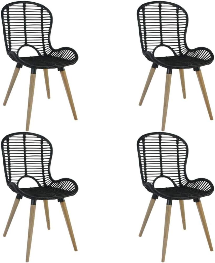 vidaXL Esszimmerstühle 4 Stk. Schwarz Natur Rattan 246808 Bild 1