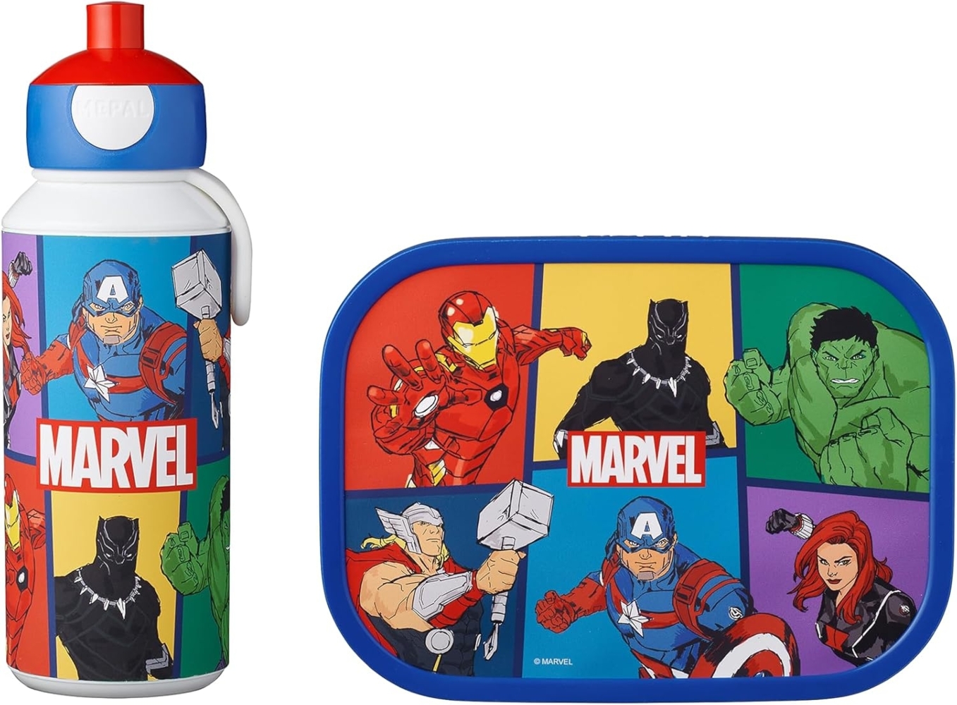 Mepal 'Campus' Lunch-Set mit Pop-up Trinkflasche & Lunch Box, Kunststoff Avengers, 400 ml / 750 ml Bild 1