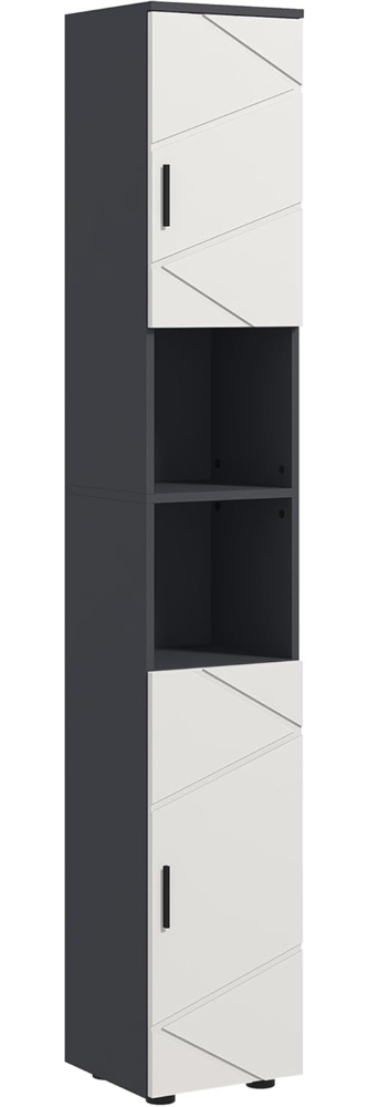 Kleankin Badkommode Hoher Badezimmerschrank (schmaler Badezimmer-Aufbewahrungsschrank, 1 St, mit verstellbaren Regalen), 30 x 30 x 183 cm, Dunkelgrau Bild 1