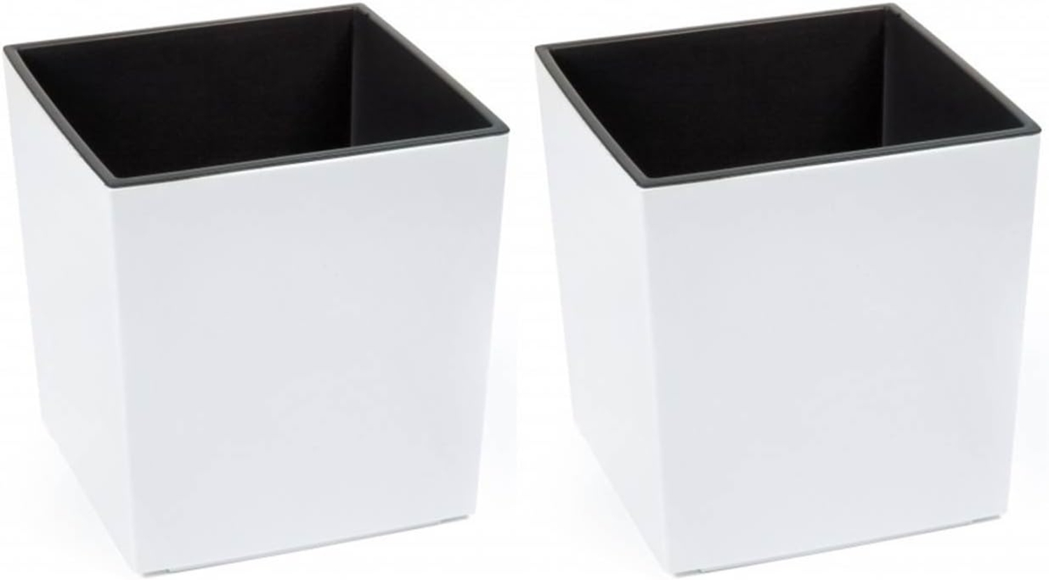 Kreher Pflanzkübel 2 x Pflanzkübel in hochglanz Weiß mit Einsatz 40x40x41 cm Bild 1