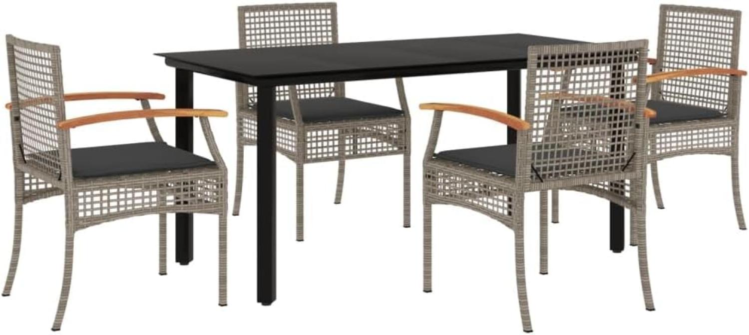 vidaXL 5-tlg. Garten-Essgruppe mit Kissen Grau Poly Rattan 3213620 Bild 1