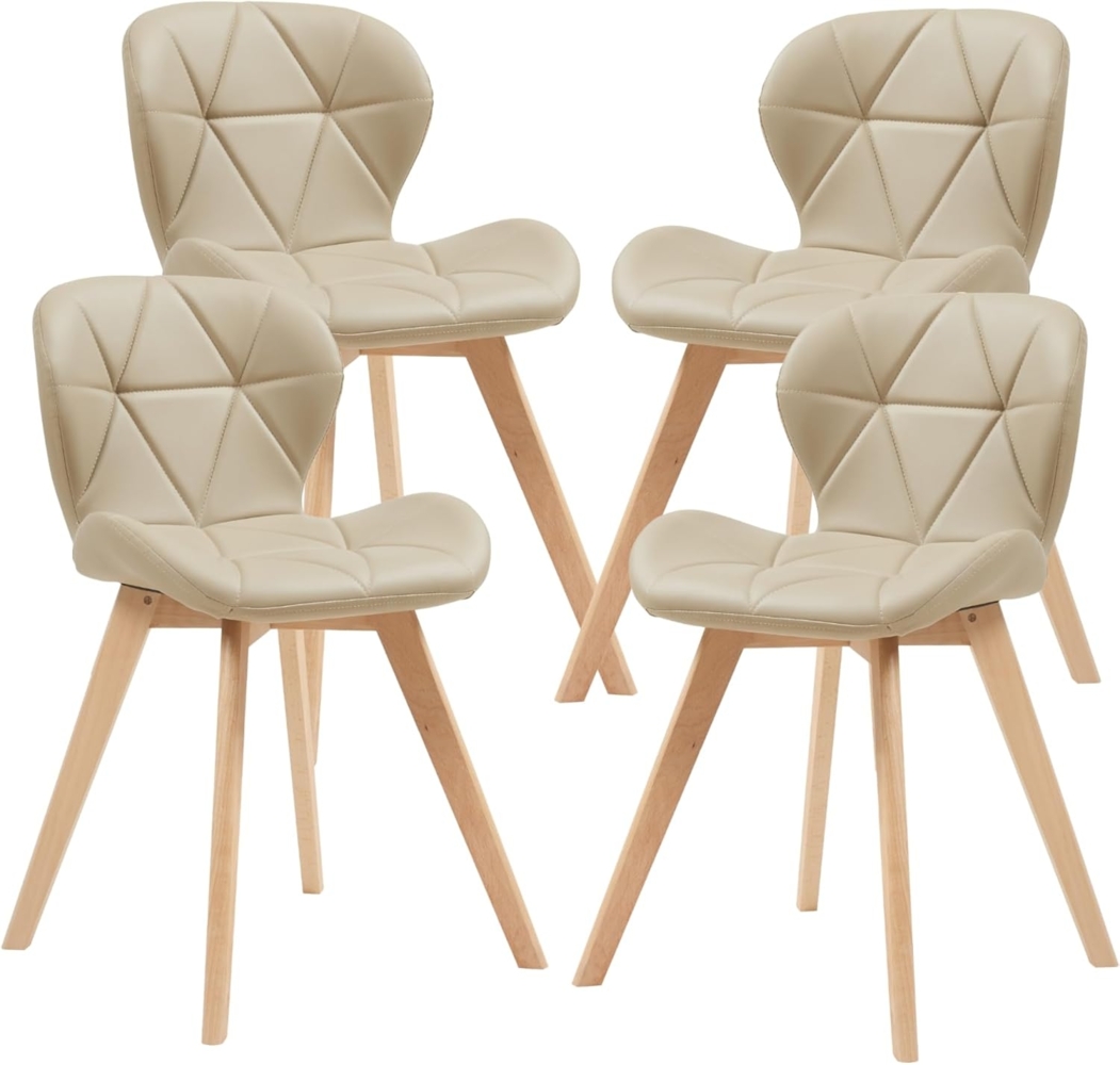 Esszimmerstuhl Älmhult 4-er Set 78x47x52 cm Kunstleder Beige [en. casa] Bild 1