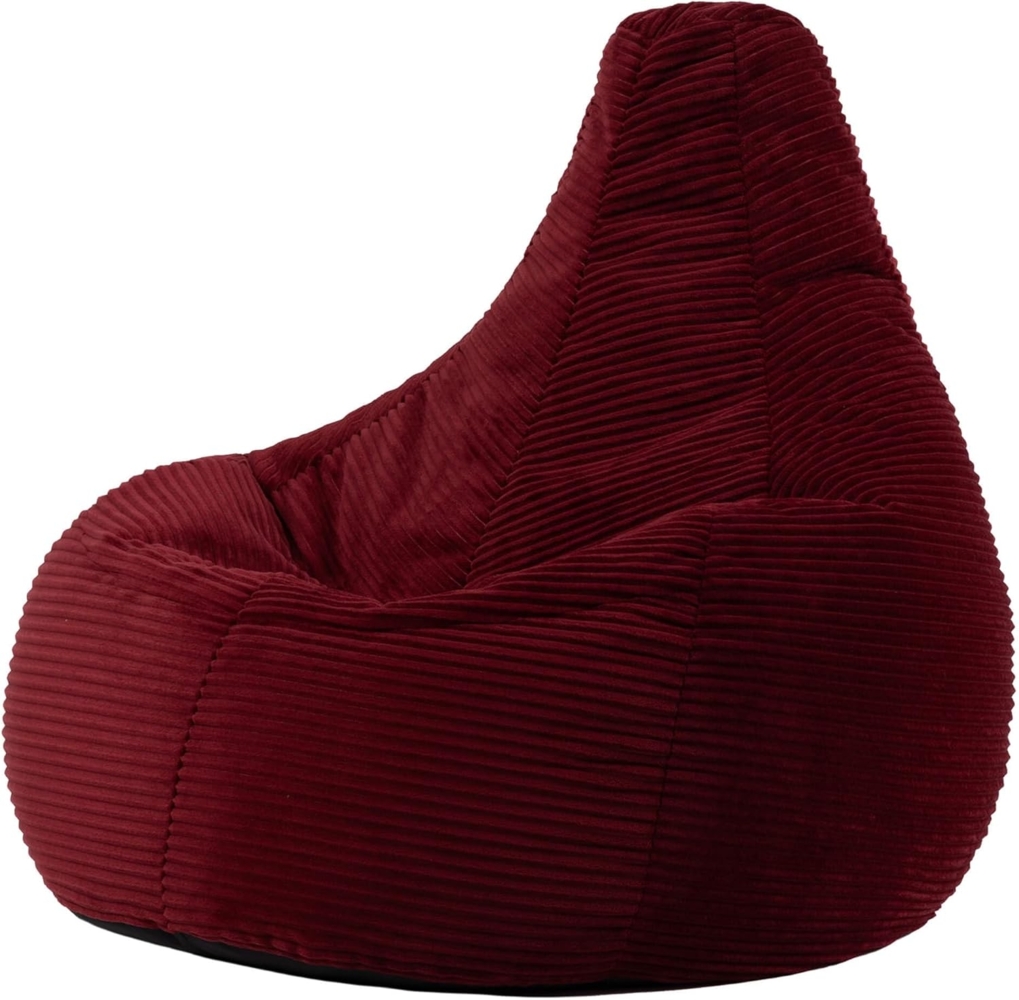 Icon Dalton Sitzsack Cord, Burgund, Gaming Sitzsack Erwachsene mit Füllung, Bean Bag, Cord Sessel, Lounge Sessel, Lounge Stuhl, Schlafzimmer, Wohnzimmer, Wohnzimmer Möbel Bild 1