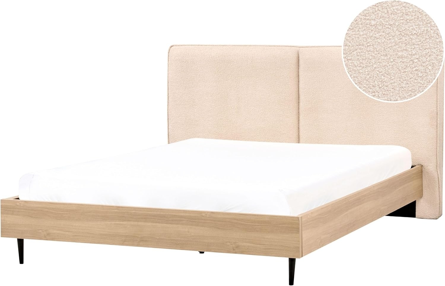 Bett mit Lattenrost Bouclé IZERNORE 180 x 200 cm Beige Bild 1