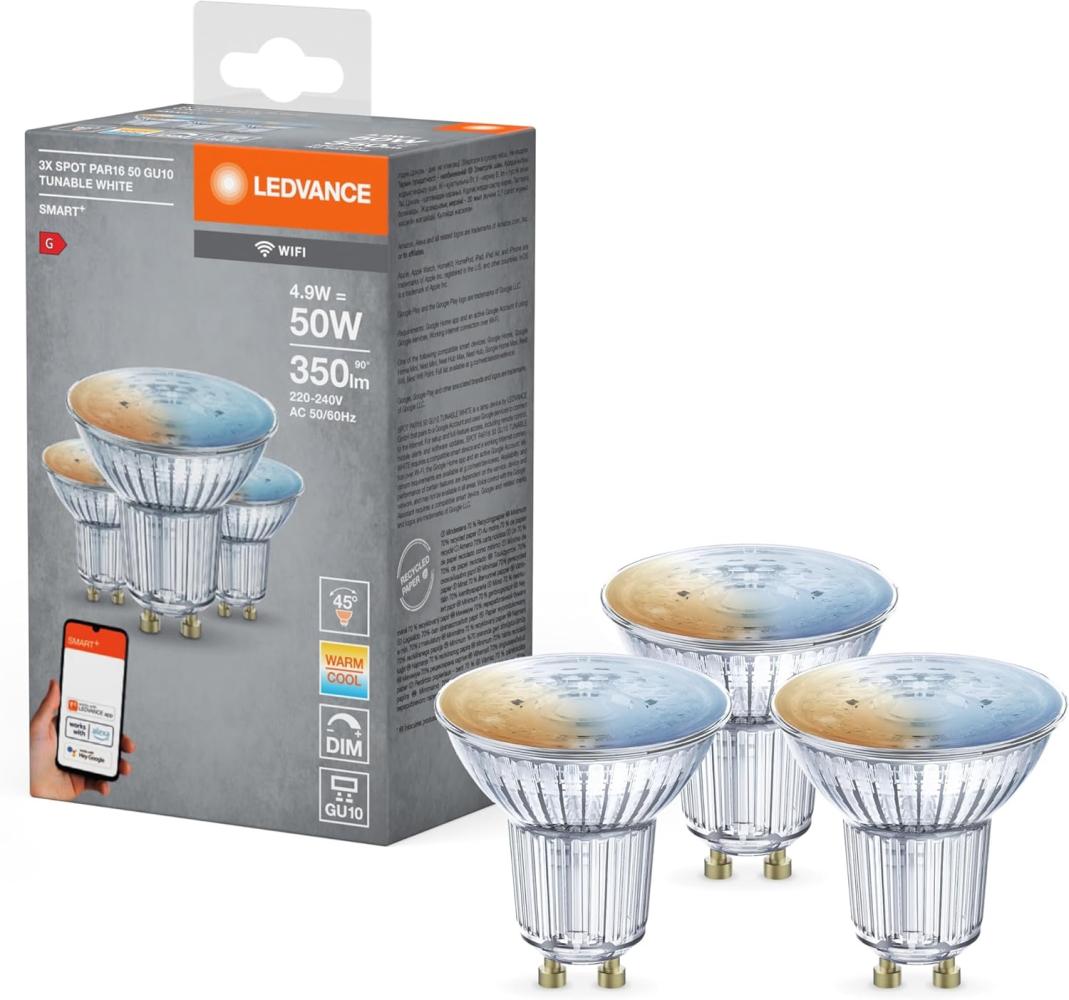 LEDVANCE 3x Wifi SMART+ LED Lampe Spot Tunable Weiß (ex 40W) 5W / 2700-6500K GU10 3er Bild 1