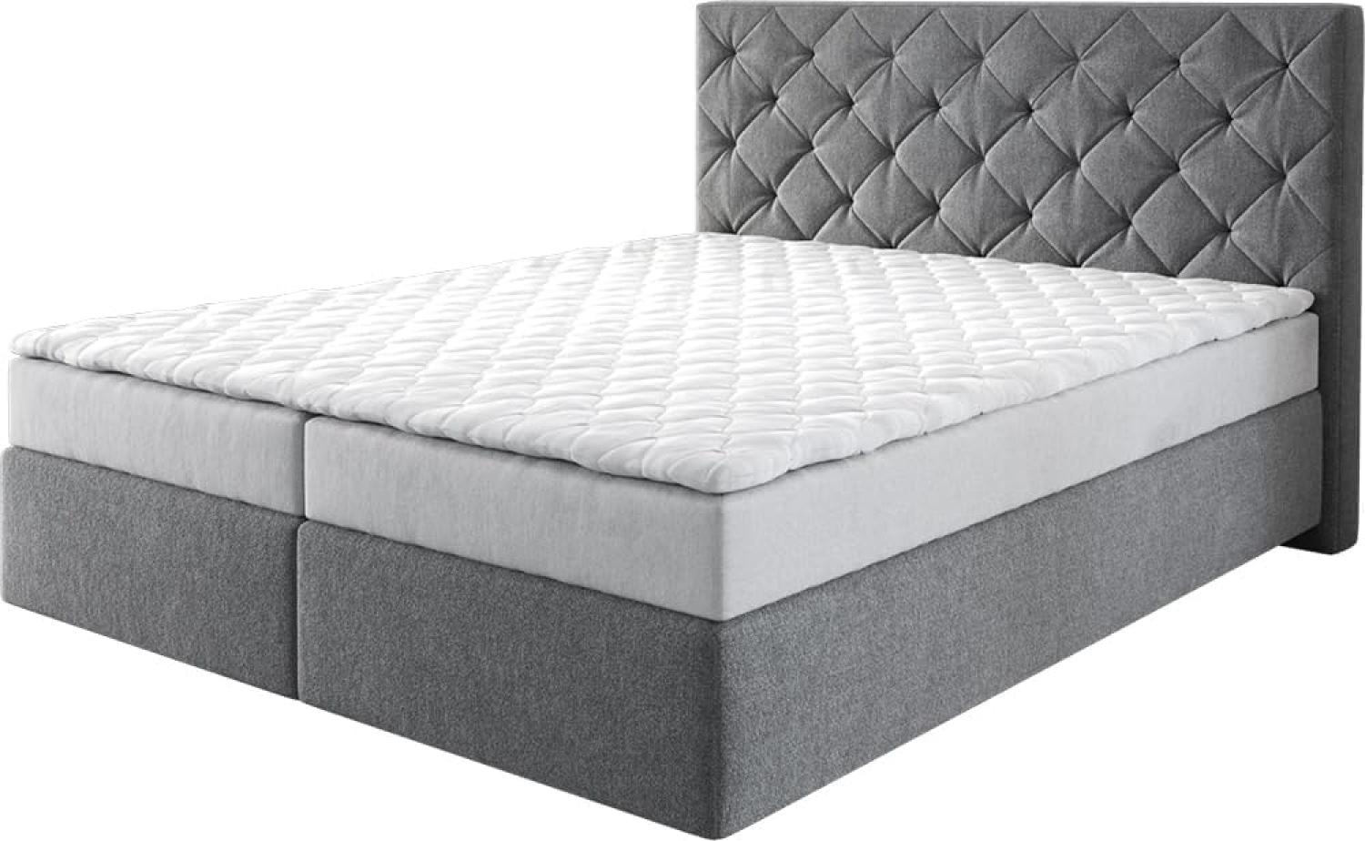 Boxspringbett Dream-Great Mikrofaser Anthrazit 160x200 cm mit Matratze und Topper Bild 1