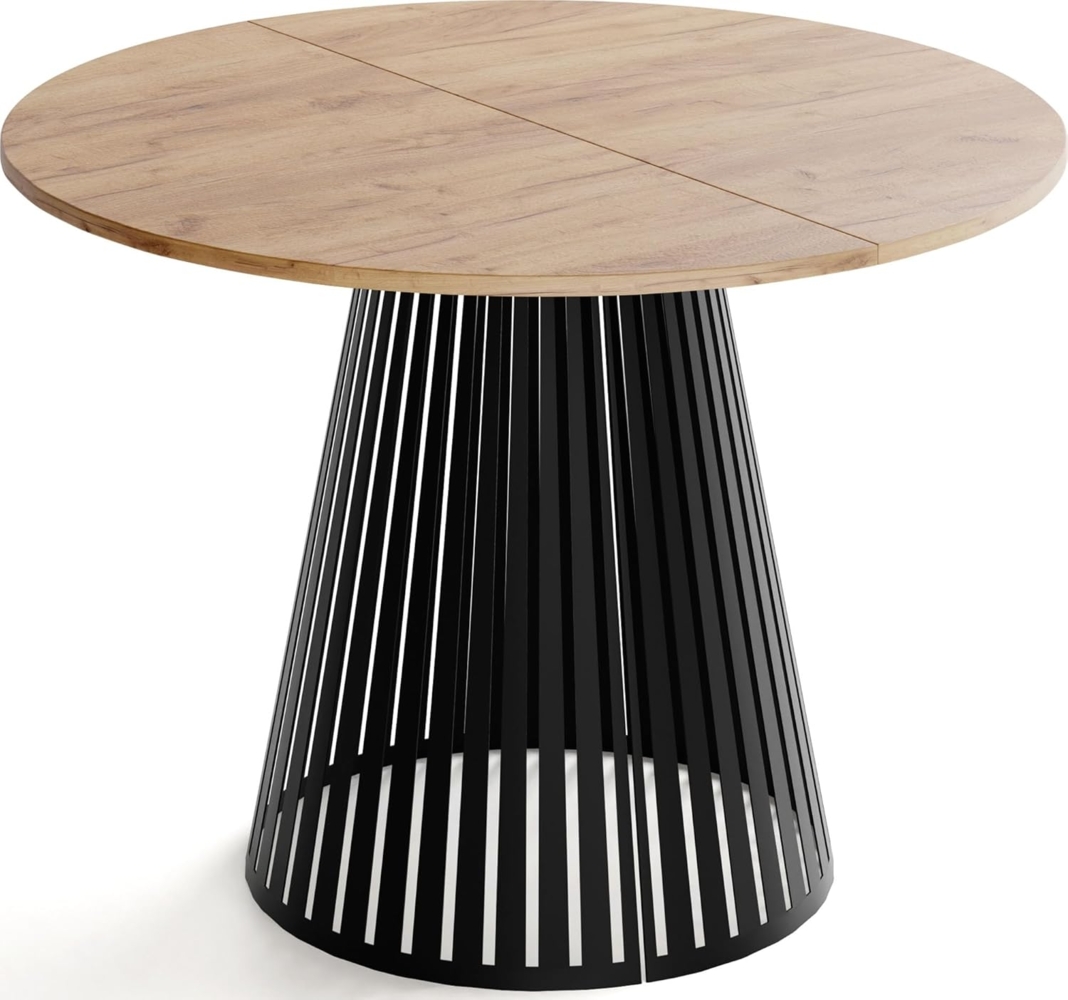 WFL GROUP Esstisch Naro Black (erhältlich in 2 Größen – 100/120 cm, ausziehbar auf 180/200 cm), platzsparender Tisch mit Lamellen für Küche, Esszimmer oder Wohnzimmer Bild 1