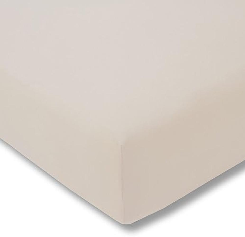 ESTELLA Spannbetttuch Zwirnjersey | Beige | 150x200 cm | passend für Matratzen 140-160 cm (Breite) x 200-220 cm (Länge) | trocknerfest und bügelfrei | 97% Baumwolle 3% Elastan Bild 1