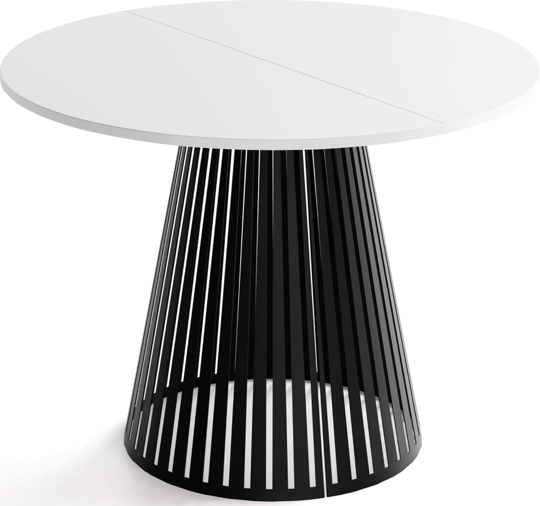 WFL GROUP Esstisch Naro Black (erhältlich in 2 Größen – 100/120 cm, ausziehbar auf 180/200 cm), platzsparender Tisch mit Lamellen für Küche, Esszimmer oder Wohnzimmer Bild 1