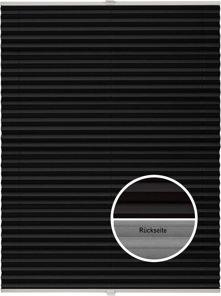 ondeco Plissee Thermo ohne Bohren mit Klemmträger,Sonnenschutz für Fenster innen, lichtschutz und Blickdicht, Faltrollo Sichtschutz für Tür, Jalousie Rollo leicht verdunkelnd - Schwarz - 60x130 cm Bild 1