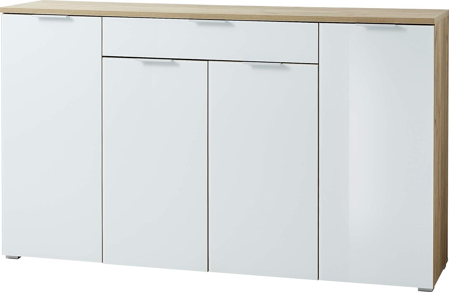 Sideboard 'GW-TELDE', Hochglanz Weiß/ Navarra Eiche, ca. 180x105x40cm Bild 1