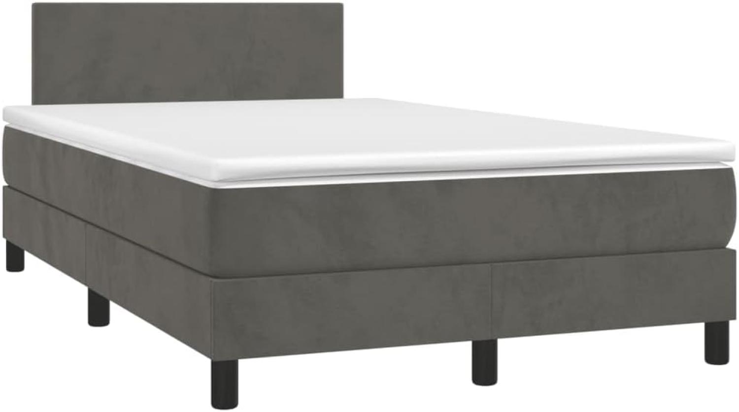 vidaXL Boxspringbett mit Matratze Dunkelgrau 120x200 cm Samt, Härtegrad: H2 [3141174] Bild 1