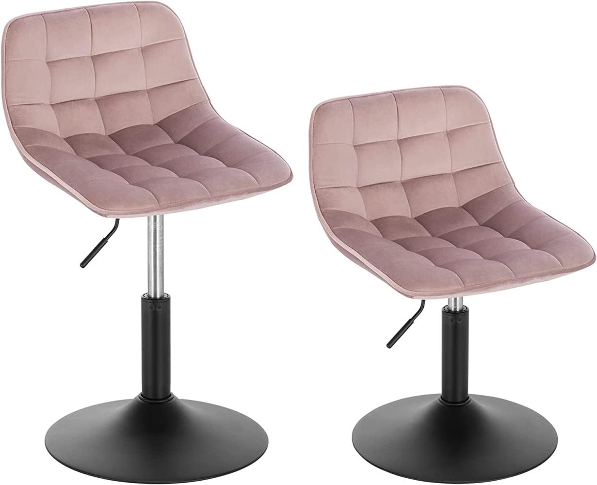 WOLTU 2er Set Verstellbarer Sitzhocker Stuhl Arbeitshocker Bürohocker Esszimmerstuhl Schminkhocker Homeoffice Kommerzieller Shop Mehrzweck 360° Schwenken Samt Rosa Sitz 38-49. 5cm Hoch Bild 1