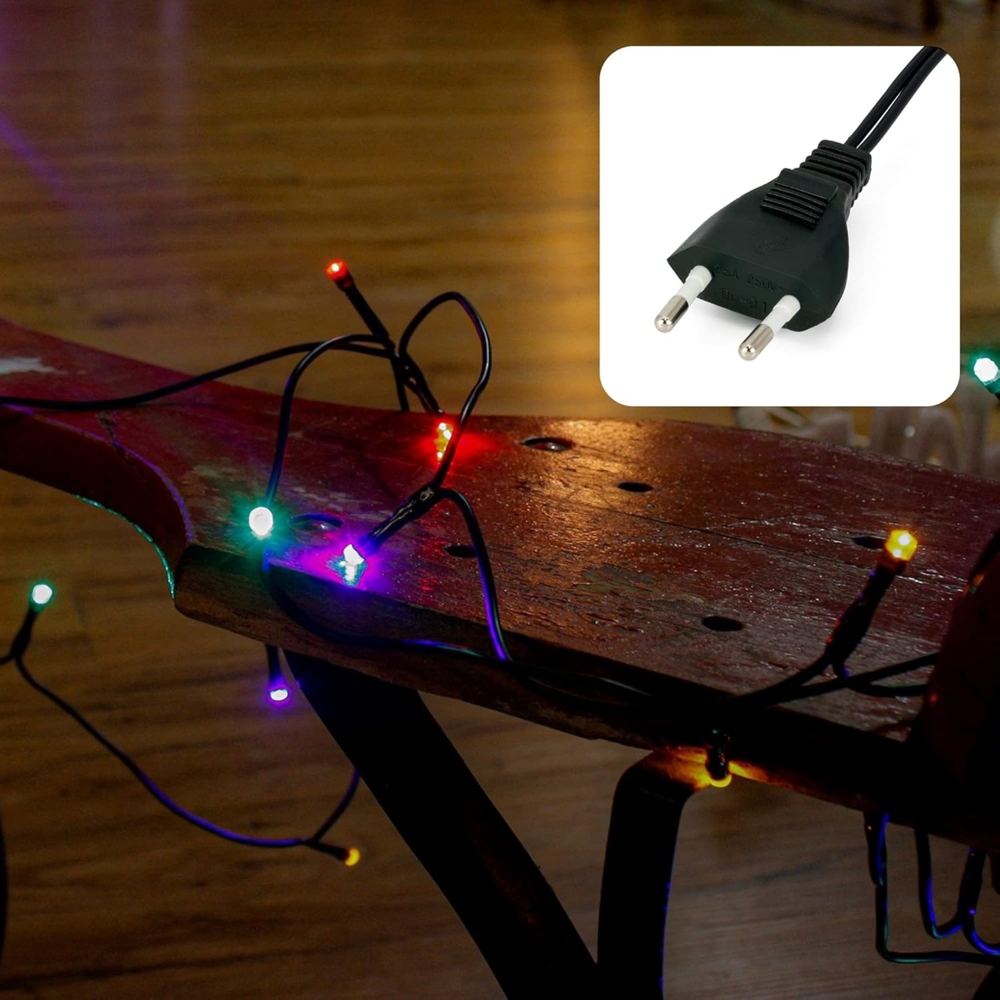 hellum LED Mini Lichterkette Innen, 50 bunte LED, 735cm beleuchtete Länge, mini lichterkette bunt innen mit Stecker, für Weihnachtsbaum oder Partybeleuchtung, 577594 Bild 1