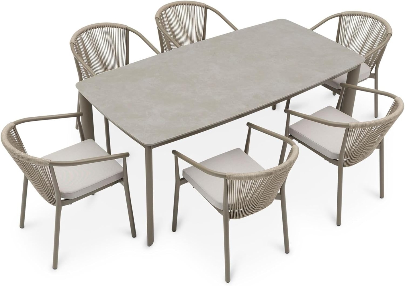 IDIMEX Garten-Essgruppe TAVALO, Gartenmöbel Set, Tisch mit Keramik- Platte 180x90cm Stühle mit Rope be Bild 1