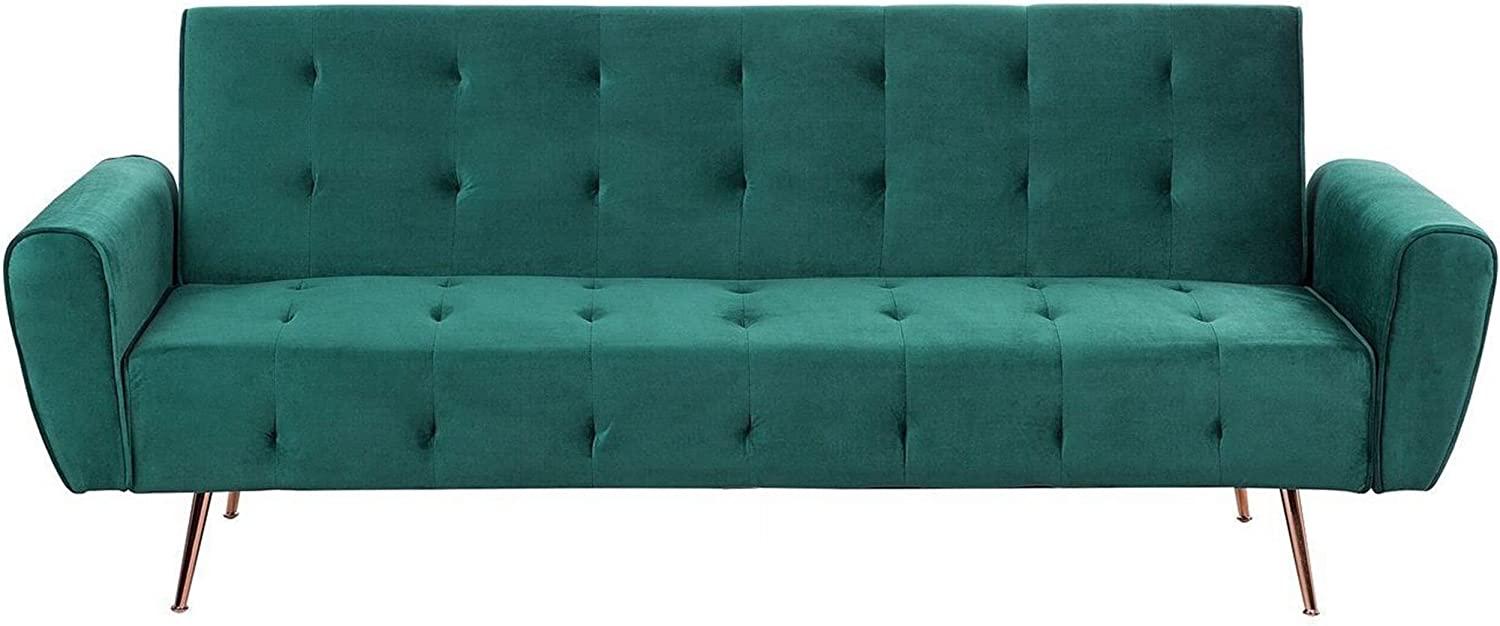 Schlafsofa 3-Sitzer Samtstoff smaragdgrün SELNES Bild 1