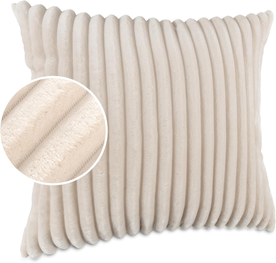 Kisska Dekokissen Kissenhülle LILLI BIG CORD Velour Zierkissen Ambiente Dekorieren, Kissenüberzug ohne Füllung BIG-Cord UNI 40x40 cm Einfarbig Elfenbein Bild 1