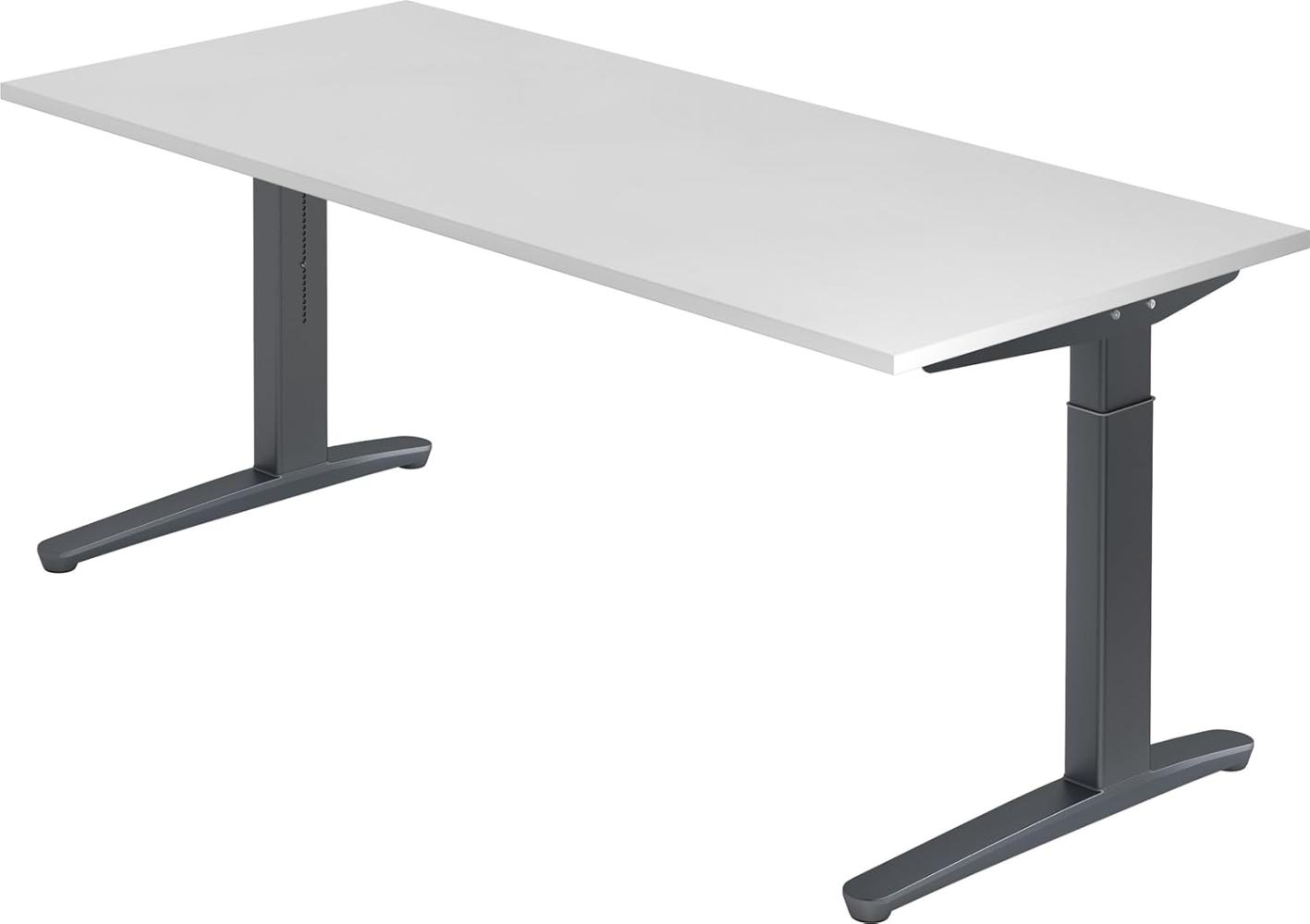 bümö® Design Schreibtisch XB-Serie höhenverstellbar, Tischplatte 180 x 80 cm in weiß, Gestell in graphit Bild 1