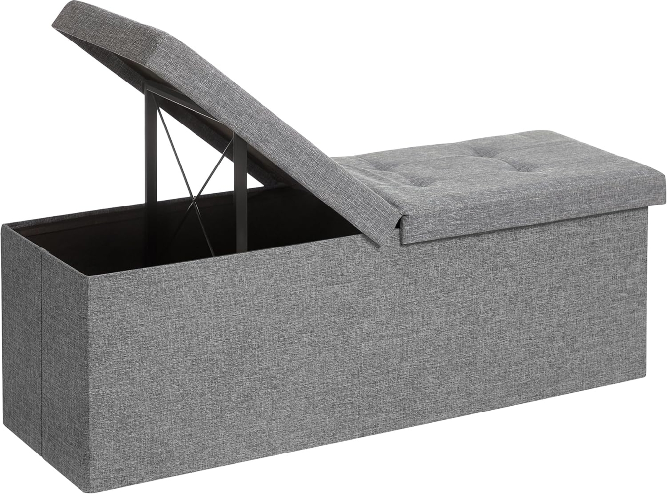 Songmics 110 x 38 x 38 cm Faltbarer Sitzhocker 3-Sitzer belastbar bis 300 kg Fußbank Schuhbank Tritthocker leinen, Hellgrau LSF71G Bild 1