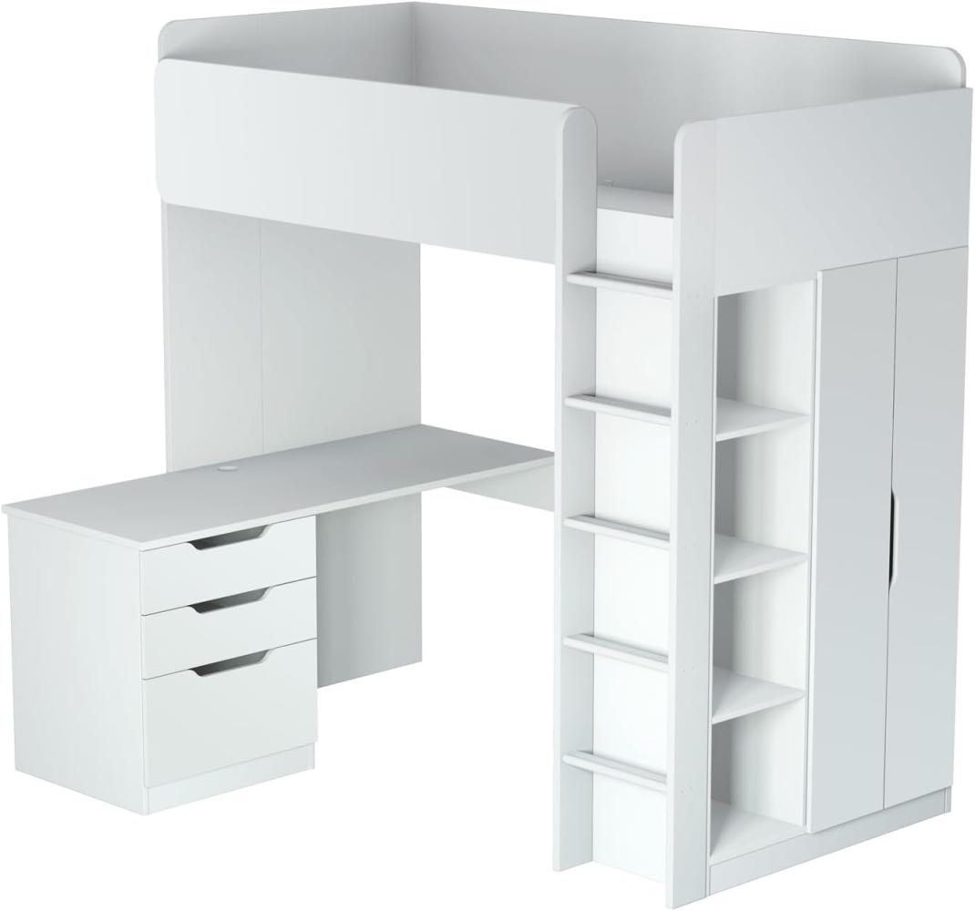 Polini Kids Hochbett mit Kleiderschrank und Schreibtisch Bild 1