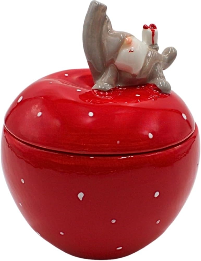 Dekohelden24 Keksdose Keramikdose, Vorratsdose, Weihnachtsdose Apfel mit Weihnachtswichtel, Keramik, Größe H/Ø ca. 16x13 cm Bild 1