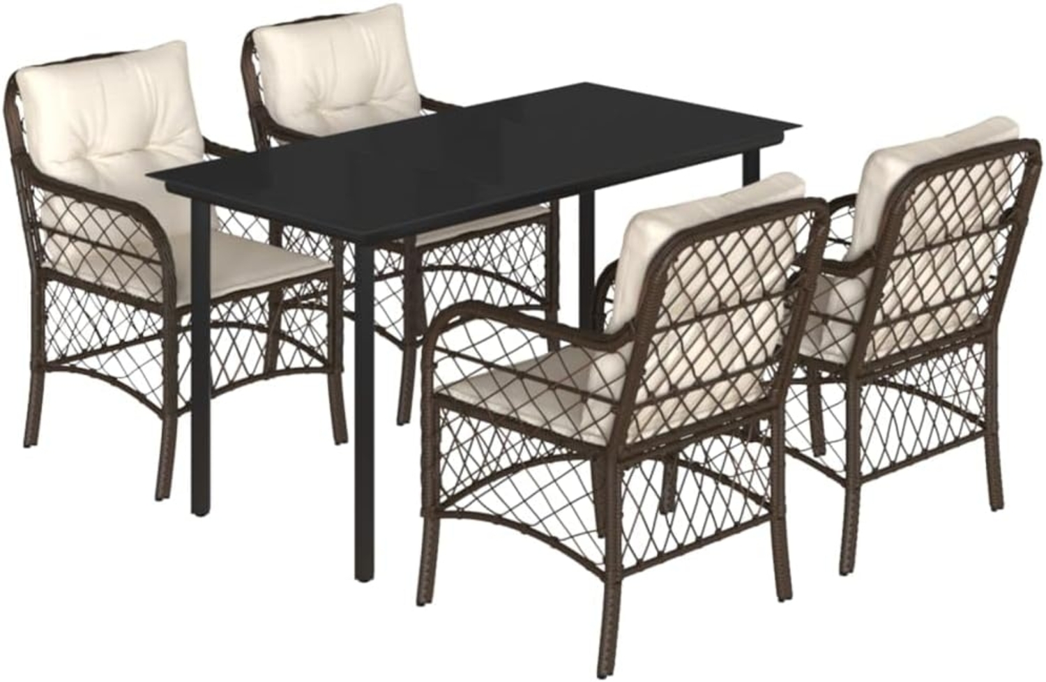 vidaXL 5-tlg. Garten-Essgruppe mit Kissen Braun Poly Rattan 3212119 Bild 1