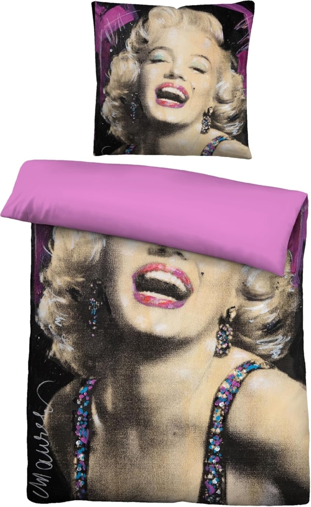SID MAURER Mikrofaser Bettwäsche 0561802 MARILYN MONROE PINK, natur, 1x 155x220 cm + 1x 80x80 cm Bild 1