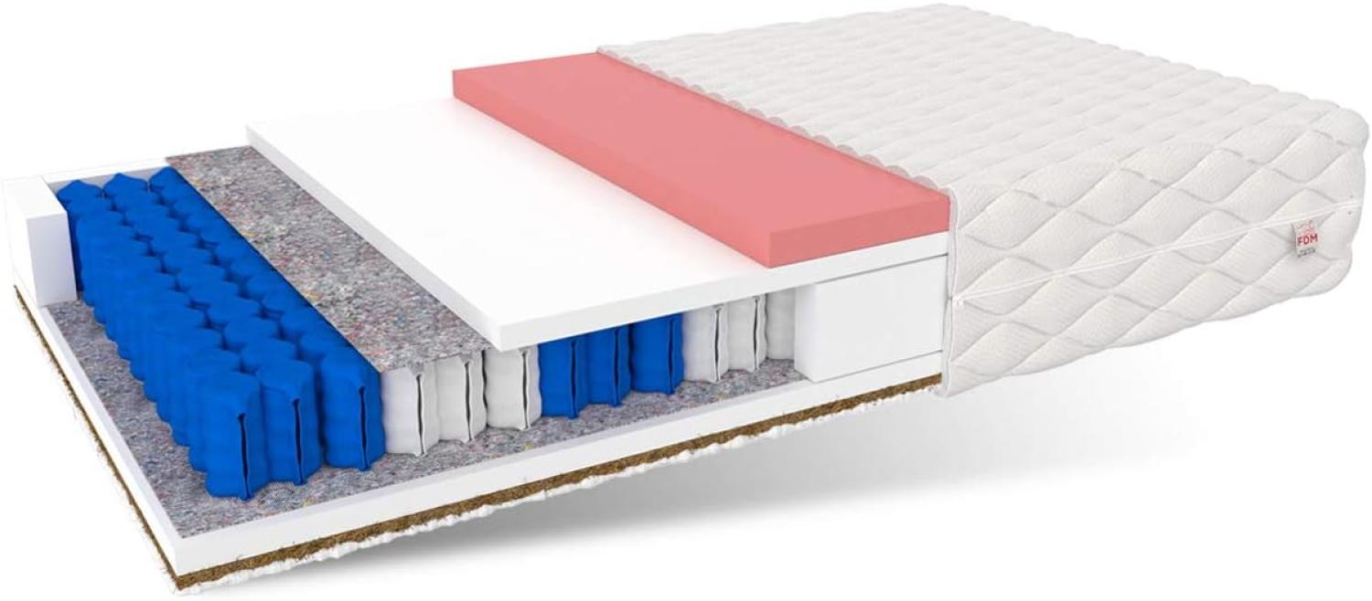FDM CORFU Taschenfederkernmatratze 120x200 cm 7-Zonen Matratze 22 cm Höhe Härtegrad H4/H3 Kokos-Einlage Visco-Schaum Polyurethanschaum Polyester Bild 1