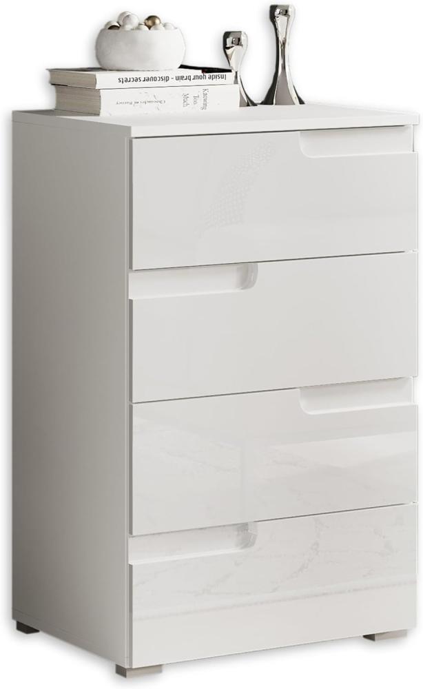 SPICE Kommode in Hochglanz Weiß - Modernes Sideboard mit viel Stauraum für Ihren Wohnbereich - 50 x 80 x 40 cm (B/H/T) Bild 1