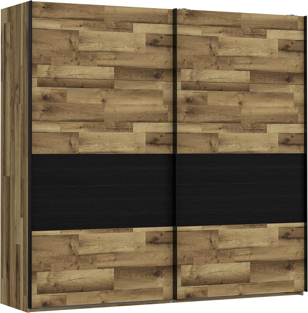 FORTE Jakobina Kleiderschrank, Holzwerkstoff, Schwarz/Braun, 220,1 x 210,5 x 61,2 cm Bild 1