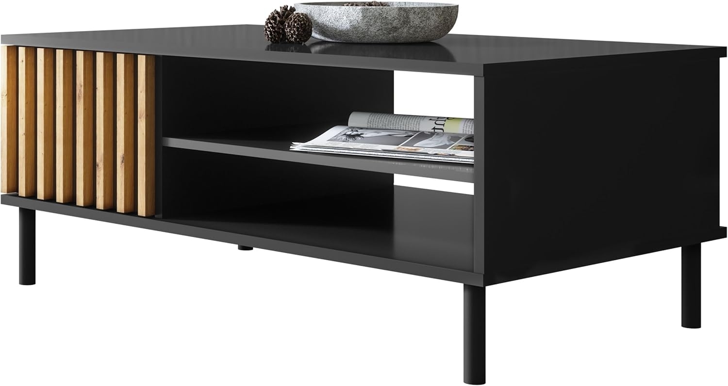 Newroom Couchtisch Ebono, Wandpaneel Wildeiche Anthrazit Wohnzimmertisch Modern Sofatisch Bild 1