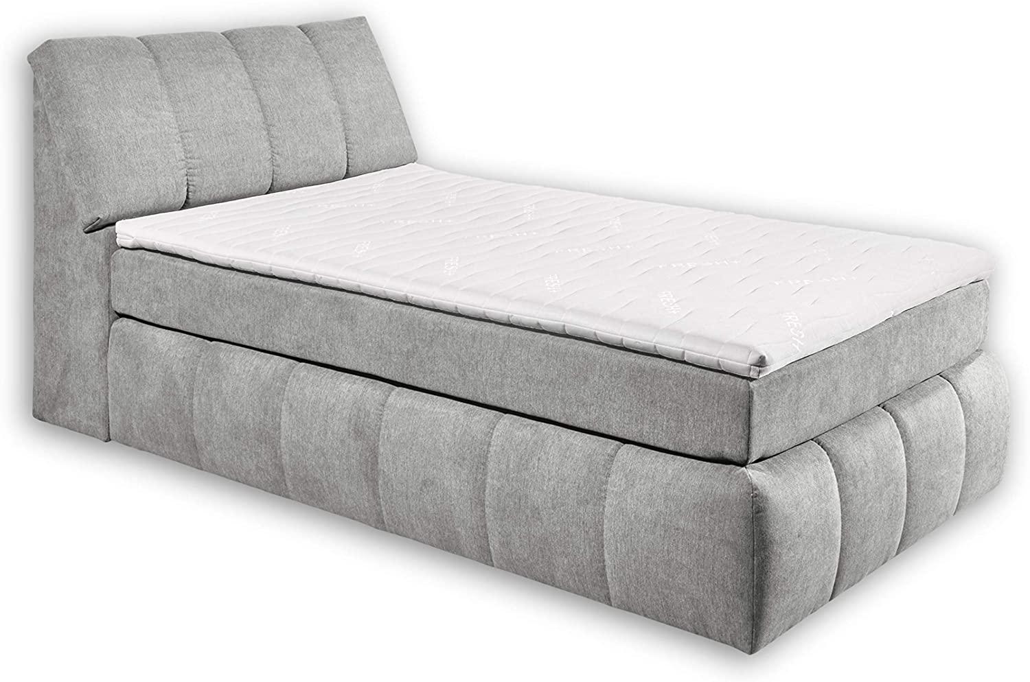 TOLEDO 2 Boxspringbett 120x200 mit Bettkasten, Hellgrau - Bequemes Bett mit 7-Zonen-Federkern Matratze H2-H3 & Komfortschaum Topper - 121 x 110 x 235 cm (B/H/T) Bild 1