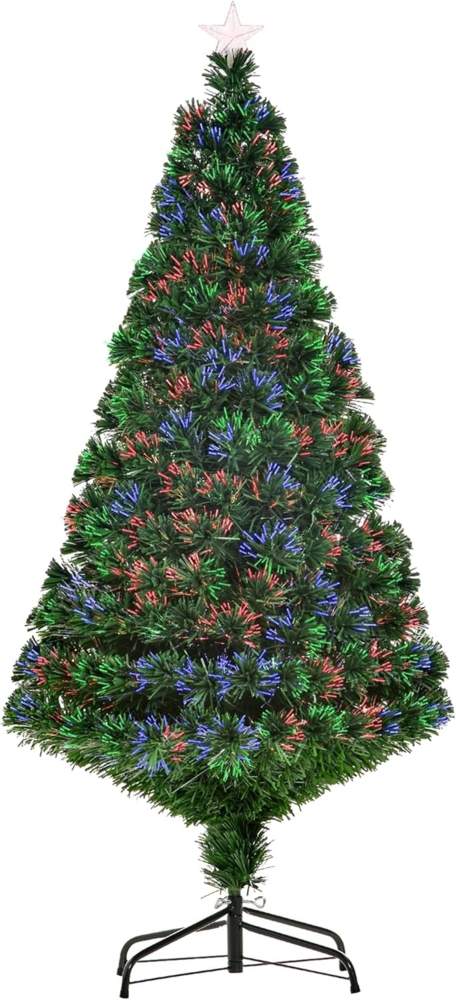 HOMCOM Künstlicher Weihnachtsbaum Weihnachtsbaum, Christbaum, Tannenbaum LED Lichtfaser Baum, Grün, 150 cm Bild 1